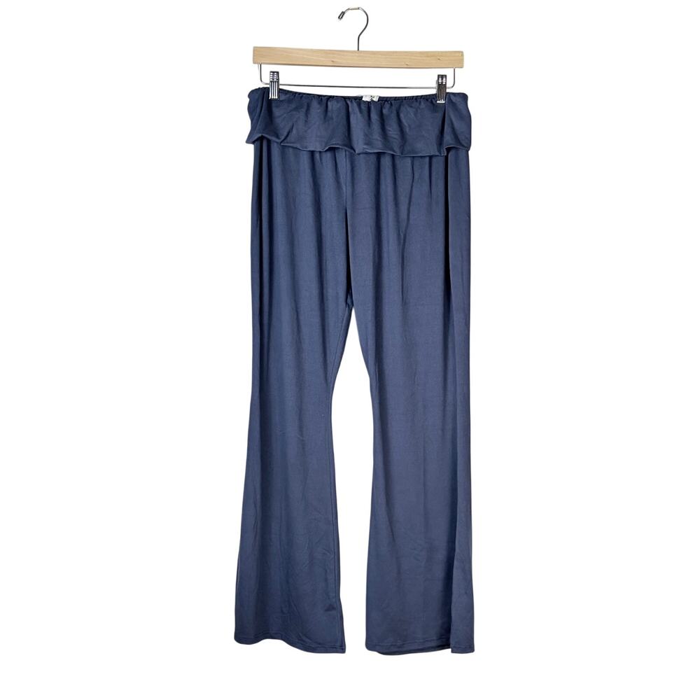 24Seven Navy Fold Over Bootcut Lounge Pajama Pants Womens XL NWT